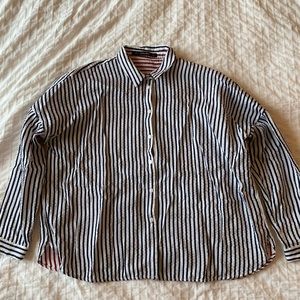 Zara Reversible Striped Long Sleeve Button Up